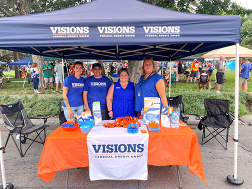 Pictured left to right is Lindsay (Visions Promotions and Branding Coordinator), John (Senior BMAS, Syracuse), Jessica (Branch Manager, Syracuse), and Sherri (AVP & Regional Manager).